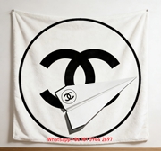 Chanel Paper Plane CC Logo Flannel Sofa Throw Blanket IMG_6816